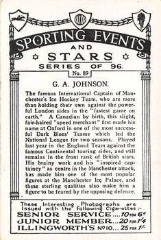 1935 J.A. Pattreiouex Sporting Events and Stars #89 Gordon Johnson Back