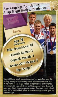 2012 Top Trumps Gold 30 Legends of London 2012 #NNO Alex Gregory / Tom James / Andy Triggs Hodge / Pete Reed Front