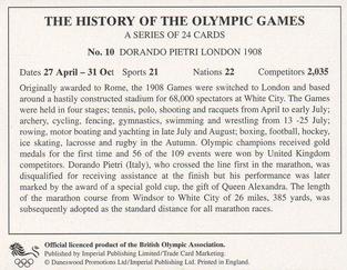 1996 Imperial Publishing Ltd The History of The Olympic Games #10 Dorando Pietri London 1908 Back
