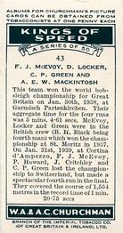 1939 Churchman's Kings of Speed #43 Frederick McEvoy / David Looker / Charles Green / Chris Mackintosh Back