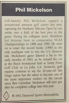 1992 Diamond Sports Memorabilia Magazine #27 Phil Mickelson Back