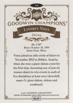 2016 Upper Deck Goodwin Champions #10 Lindsey Vonn Back