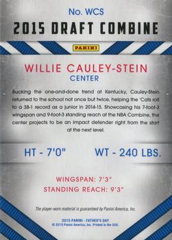 2015 Panini Father's Day - NBA Draft Combine Materials Pyramid #WCS Willie Cauley-Stein Back