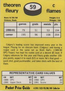 1991 SCD Sports Card Pocket Price Guide FB/BK/HK Collector #59 Theoren Fleury Back