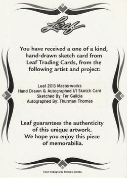 2013 Leaf Masterworks #NNO Thurman Thomas Back