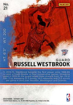 2016 Panini Father's Day #21 Russell Westbrook Back