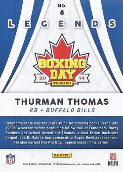 2014 Panini Boxing Day - Legends Thick Stock #8 Thurman Thomas Back