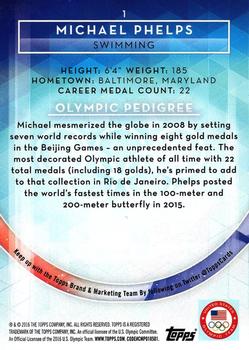 2016 Topps U.S. Olympic & Paralympic Team Hopefuls - Gold #1 Michael Phelps Back