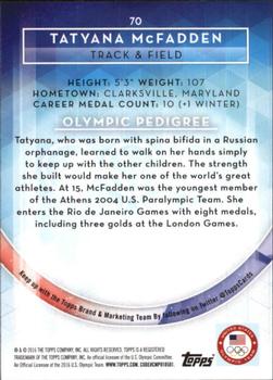 2016 Topps U.S. Olympic & Paralympic Team Hopefuls - Gold #70 Tatyana McFadden Back