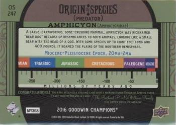 2016 Upper Deck Goodwin Champions - Origin of Species Manufactured Patches #OS247 Amphicyon Back