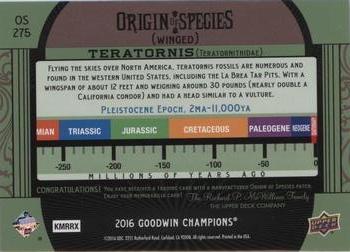 2016 Upper Deck Goodwin Champions - Origin of Species Manufactured Patches #OS275 Teratornis Back
