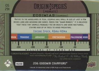 2016 Upper Deck Goodwin Champions - Origin of Species Manufactured Patches #OS291 Eosimias Back