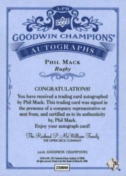 2016 Upper Deck Goodwin Champions - Autographs #A-PM Phil Mack Back
