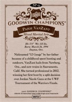 2016 Upper Deck Goodwin Champions - Base Short Prints (Photo Variations) #SP-9 Paige VanZant Back