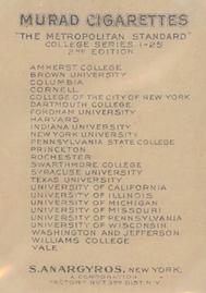 1909-12 Murad Cigarettes (T51) #NNO City College of New York Back