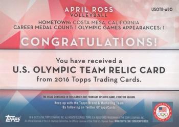 2016 Topps U.S. Olympic & Paralympic Team Hopefuls - Relics #USOTR-ARO April Ross Back