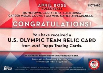 2016 Topps U.S. Olympic & Paralympic Team Hopefuls - Relics Bronze #USOTR-ARO April Ross Back