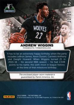2016 Panini The National VIP - Relics Blue Pulsar #2 Andrew Wiggins Back