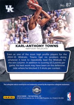 2016 Panini The National VIP - Superfractor Pulsar #87 Karl-Anthony Towns Back