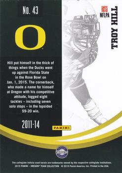 2015 Panini Oregon Ducks #43 Troy Hill Back