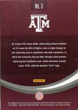 2015 Panini Texas A&M Aggies #3 University Seal Back
