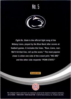 2016 Panini Penn State Nittany Lions #5 Fight Song Back