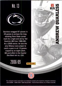 2016 Panini Penn State Nittany Lions #13 Andrew Quarless Back