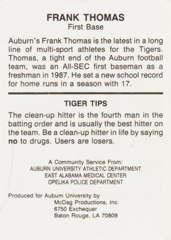 1987-88 Auburn Tigers Police #NNO Frank Thomas Back