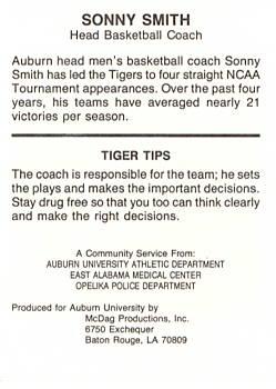 1987-88 Auburn Tigers Police #NNO Sonny Smith Back
