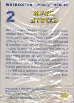 1992 Snyder's Washington Sports Heroes #2 Mark Rypien Back