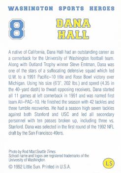 1992 Snyder's Washington Sports Heroes #8 Dana Hall Back