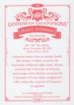 2016 Upper Deck Goodwin Champions - Royal Red #36 Haley Anderson Back