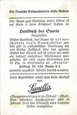 1932 Sanella Margarine #NNO Cilly Aussem Back