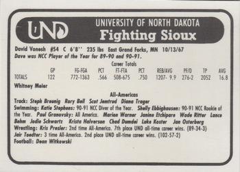 1991-92 North Dakota Fighting Sioux #1 Whitney Meier / Greg Johnson / David Vonesh Back