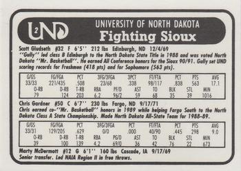 1991-92 North Dakota Fighting Sioux #2 Marty McDermott / Chris Gardner / Scott Guldseth Back