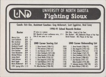 1991-92 North Dakota Fighting Sioux #6 Men's Basketball Back