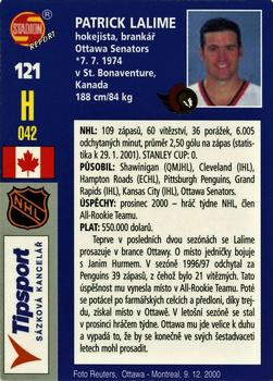 2001 Stadion World Stars #121 Patrick Lalime Back