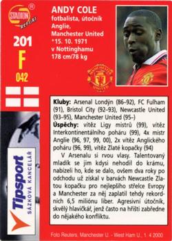 2001 Stadion World Stars #201 Andy Cole Back