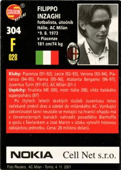 2001 Stadion World Stars #304 Filippo Inzaghi Back