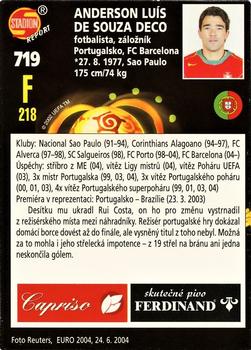 2005 Stadion World Stars #719 Anderson Luis de Sousa Deco Back