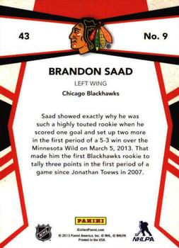 2013 Panini National Sports Collectors Convention - Team Colors #9 Brandon Saad Back