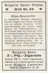 1932 Bulgaria Sport Photos #23 Ellen Braumüller Back