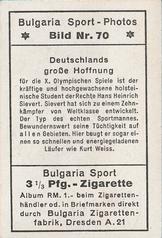 1932 Bulgaria Sport Photos #70 Hans-Heinrich Sievert [Deutschlands große Hoffnung] Back