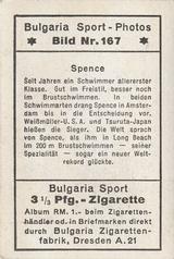 1932 Bulgaria Sport Photos #167 Walter Spence [Spence] Back