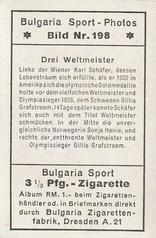 1932 Bulgaria Sport Photos #198 Karl Schäfer / Sonja Henie / Gillis Grafstroem [Drei Weltmeister] Back