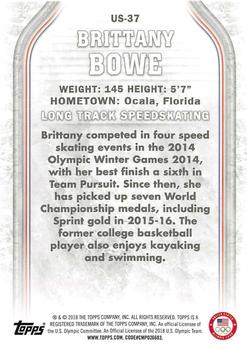 2018 Topps U.S. Olympic & Paralympic Team Hopefuls #US-37 Brittany Bowe Back