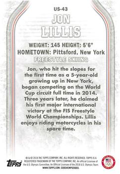 2018 Topps U.S. Olympic & Paralympic Team Hopefuls #US-43 Jon Lillis Back