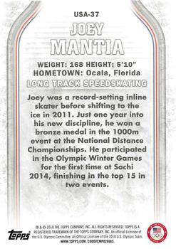 2018 Topps U.S. Olympic & Paralympic Team Hopefuls #USA-37 Joey Mantia Back
