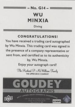 2017 Upper Deck Goodwin Champions - Goudey Autographs #G14 Wu Minxia Back