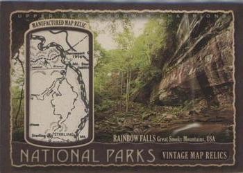 2017 Upper Deck Goodwin Champions - National Parks Vintage Map Relics #NP-16 Great Smoky Mountains - Rainbow Falls Front